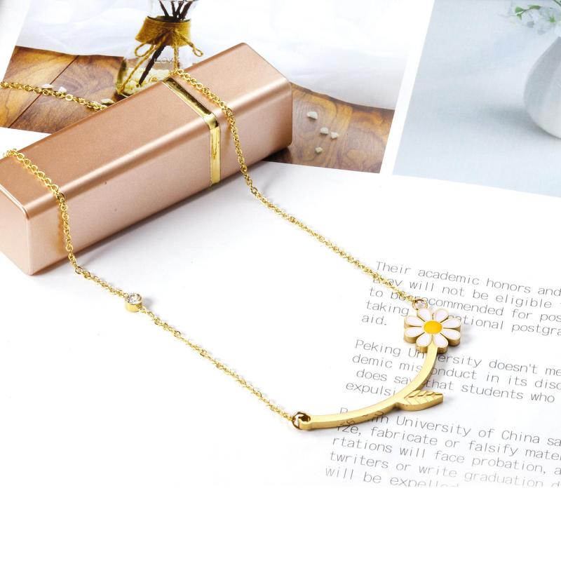 New Fashion Chain Jewelry Necklace Stainless Steel Gift Gold Custom Flower Design Jewelry Necklace For Womens