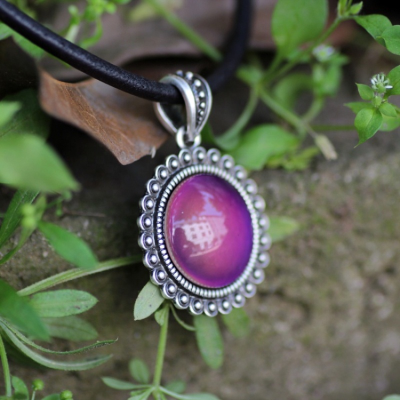 2021 Magic Mood Round Stone Necklace Color Change Pendant Necklace