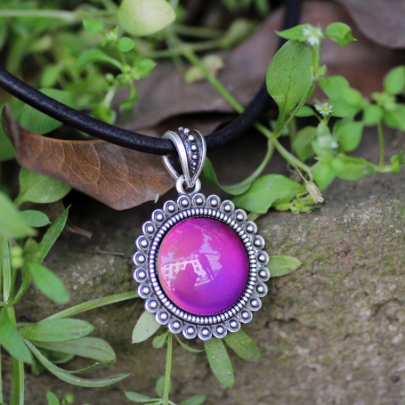 2021 Magic Mood Round Stone Necklace Color Change Pendant Necklace