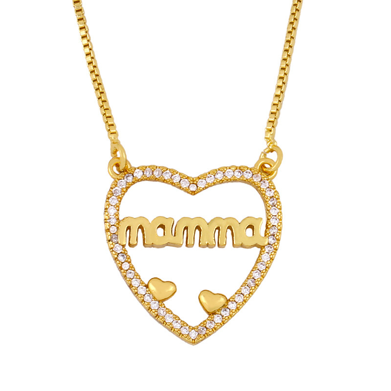 Manufacturers Stock Special Item Jewelry Letters Mama Diamond Necklace Chain Heart Love Pendant Necklaces