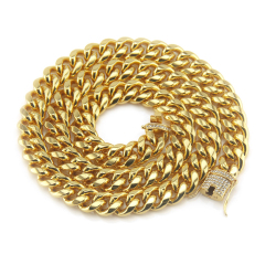 Gold Plated Mens Gift Hip Hop Style Thick Safe Zinc Alloy Miami Cuban Link Chain Necklace