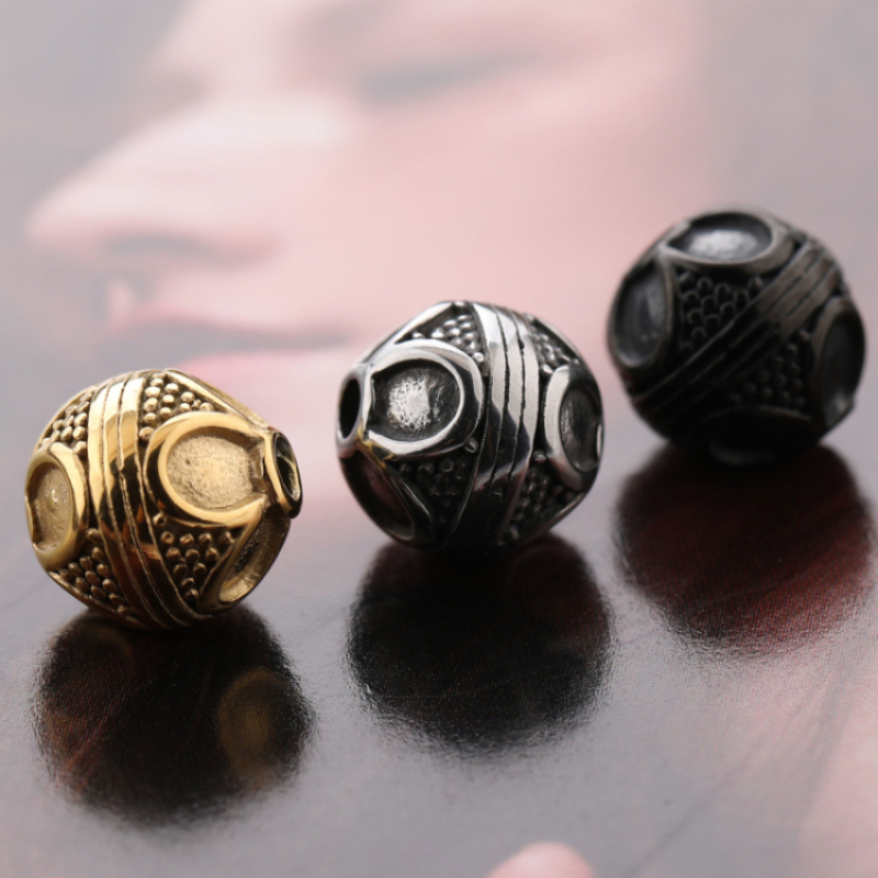 Handmade Mens Bracelet Accessories 12MM Stainless Steel Beads Charm