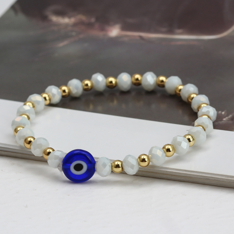 2021 New fashion devil eye bangles drip oil handmade beads blue evil eyes bracelet for women