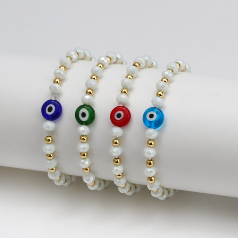 2021 New fashion devil eye bangles drip oil handmade beads blue evil eyes bracelet for women