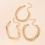 Fashion Ins Style Alloy Gold Plated Link Chain Bracelet Set