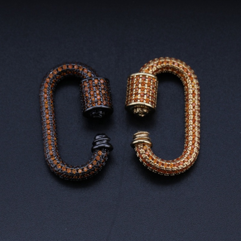 Gold Zircon DIY Carabiner Jewelry Accessory Gold Plated Copper Wholesale Custom Fashion Bead Caps Gold/gun Metal Customized MOJO