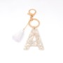 Handmade Handbag Decorate Gold Chain and Clasp A to Z Acrylic Letter Alphabet Keychain with White Tassel