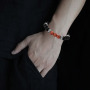 2021 Mens Hand Accessories Cool Silver Metal Bead Natural Black Lava Stone Bracelet
