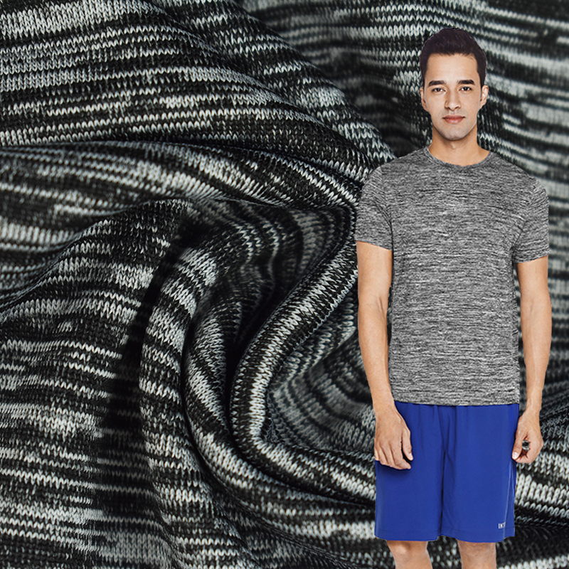 Shaoxing textile wholesale M10 yarn dyed gray t shirt fabric high elastic breathable for sports yoga wear