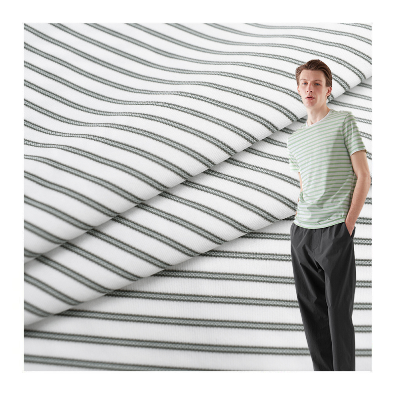 Cool feeling Interlock cationic polyester nylon stretch stripe jacquard zurich lycra plain fabric for garment