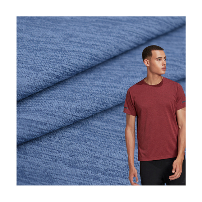 Skin friendly imitation hemp dry fit polyester stretch knitted jersey fabric for T-shirt home wear