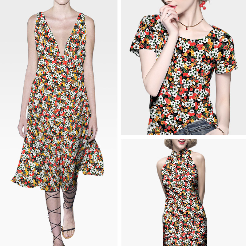 Stock 95% rayon viscose spandex  knitting digital  inkjet printed fabric for dress