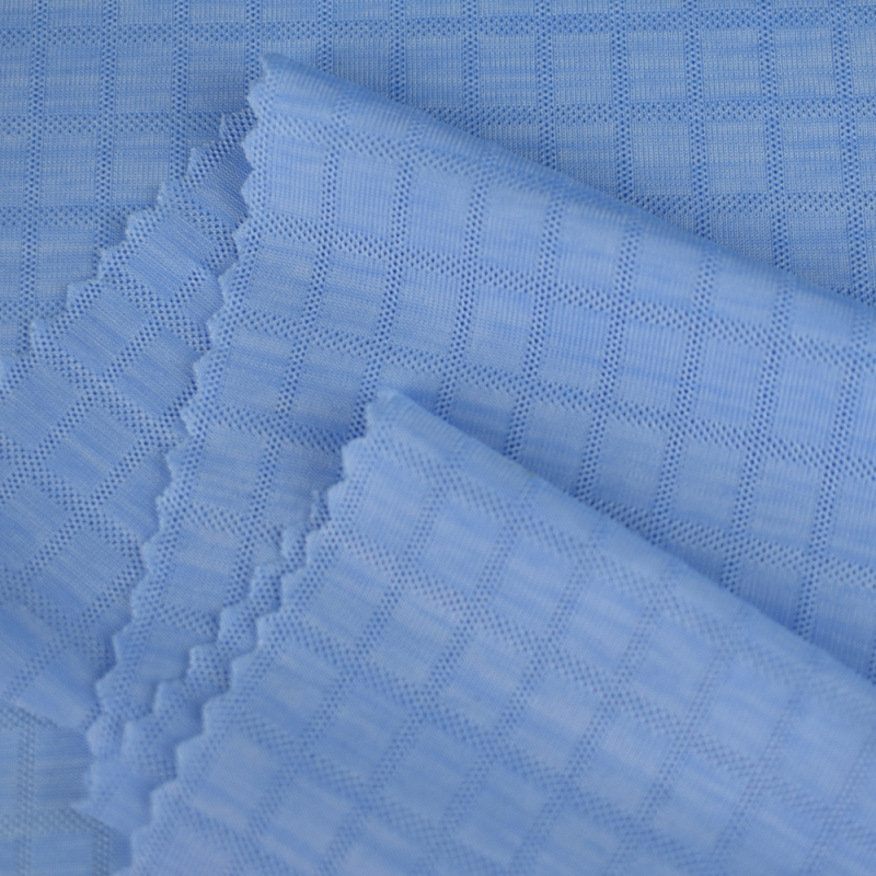 Hot sale stretch nylon polyester check style single jacquard knitted fabric spandex for T-shirt 170gsm
