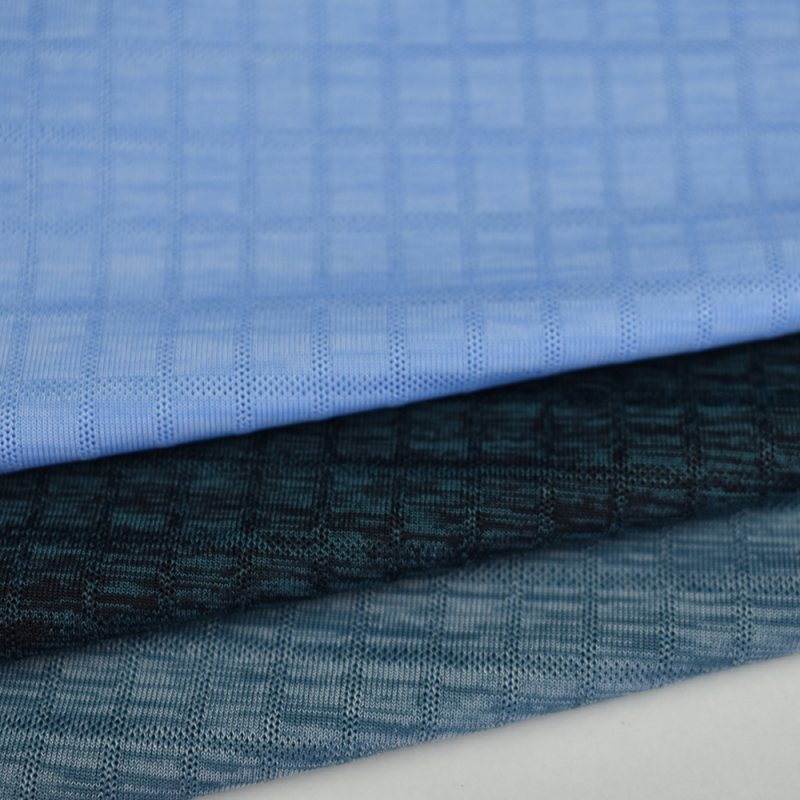 Hot sale stretch nylon polyester check style single jacquard knitted fabric spandex for T-shirt 170gsm