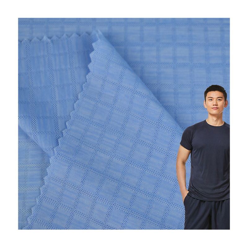 Hot sale stretch nylon polyester check style single jacquard knitted fabric spandex for T-shirt 170gsm