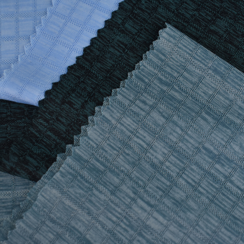 Hot sale stretch nylon polyester check style single jacquard knitted fabric spandex for T-shirt 170gsm