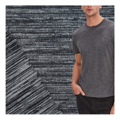 textile manufacturers grey stretch polyester yarn dyed dry fit cationic spandex jersey knit fabric for t-shirts cloth