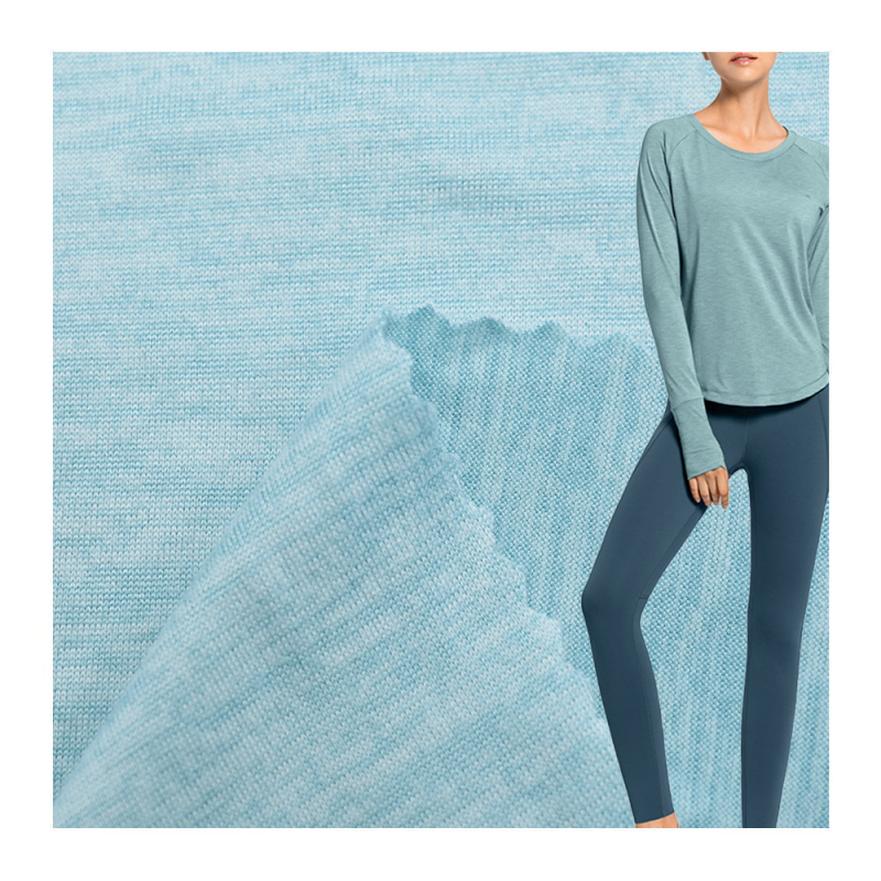 Cationic skin friendly wicking brushed polyester spandex jersey knit fabric for T-shirt sportswear Yoga wear