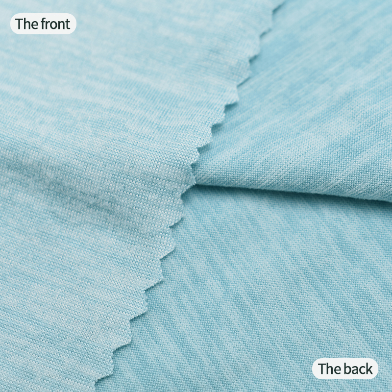 Cationic skin friendly wicking brushed polyester spandex jersey knit fabric for T-shirt sportswear Yoga wear