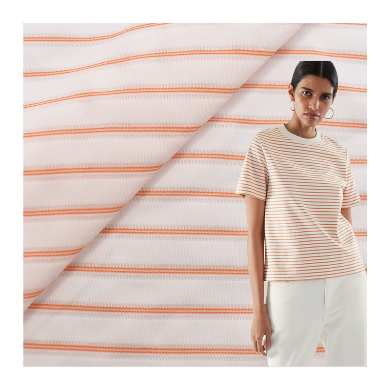 High elasticity cool feeling nylon spandex jacquard stripe knitted zurich fabric for bottoming shirt