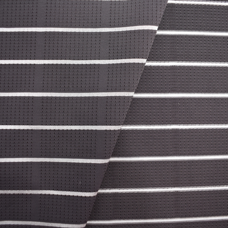 Factory high stretch spandex nylon polyester stripe jacquard mesh knitted jersey fabric for T-shirt