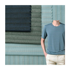 Cool feeling and quick drying nylon polyester stripe mesh stretch fabric for T-shirt