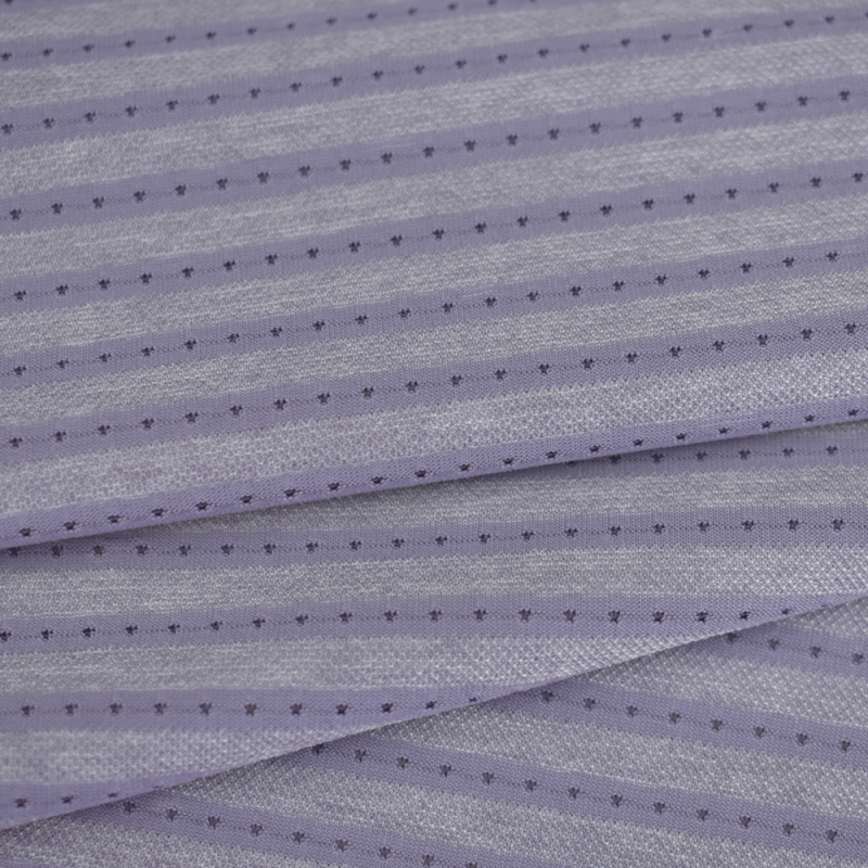 Popular textile nylon spandex polyester stripe single jacquard mesh knit fabric for T-shirt