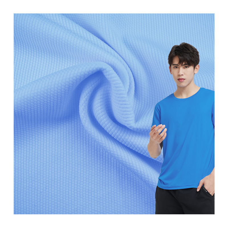 Hot sale double face custom jacquard 100% polyester knit t-shirt fabric for clothes
