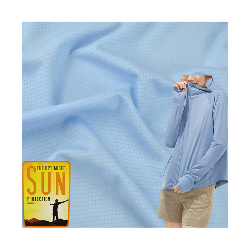 High Quality light and quick dry Sunscreen 100% polyester double jacquard solid knit fabric for Sunscreen wear