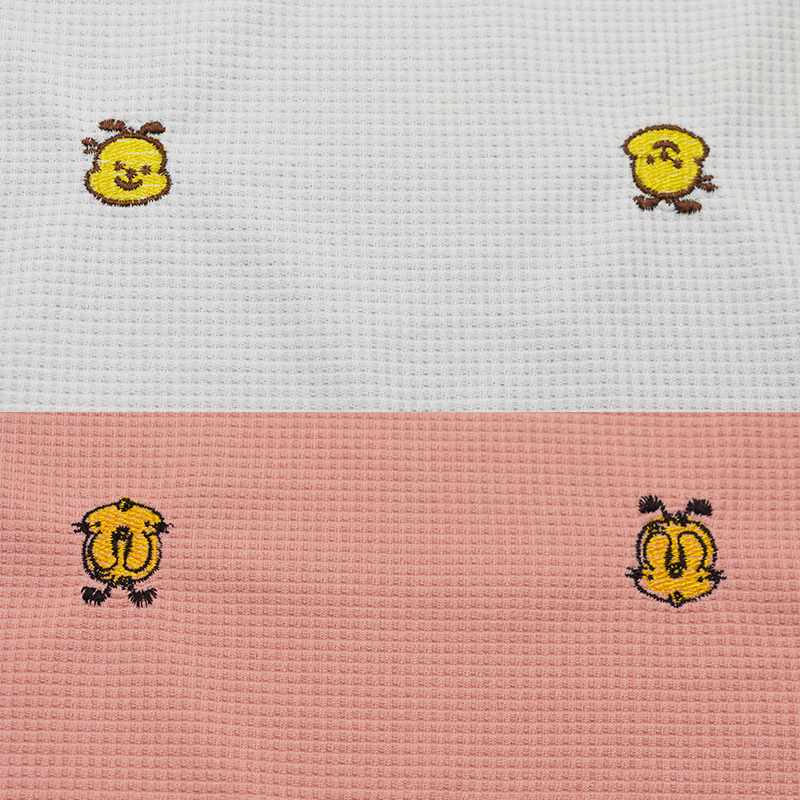 Factory textile 100% polyester embroidered waffle knit fabric for T-shirt