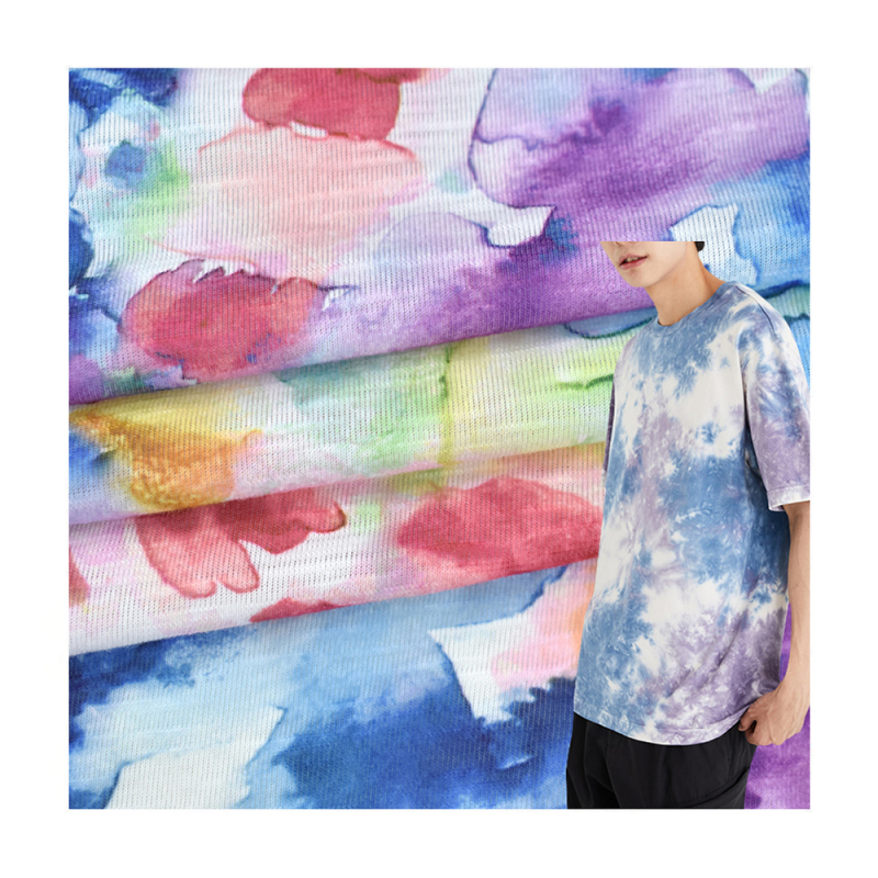 Factory Direct Sales breathable and Imitation hemp slub 100% polyester single Jersey knitted printed Fabric for dress