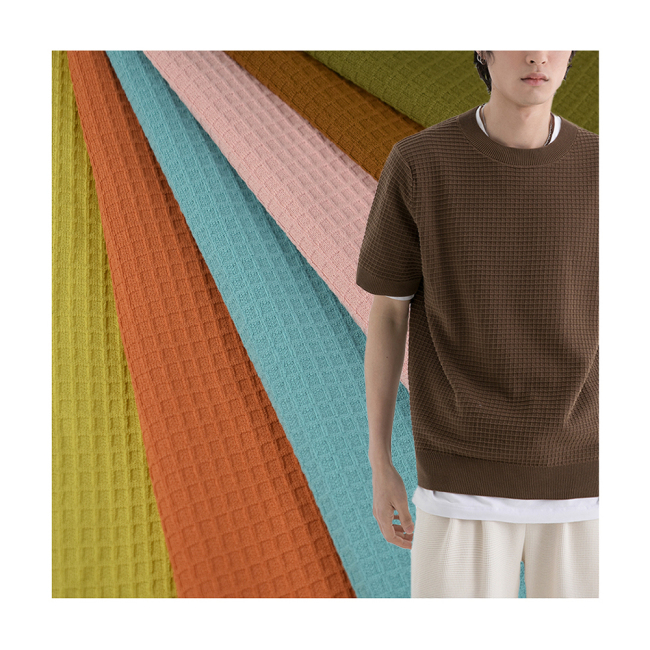 Textile stock fabric quick dry and wicking 100% polyester knitted 32S waffle fabric for T-shirt