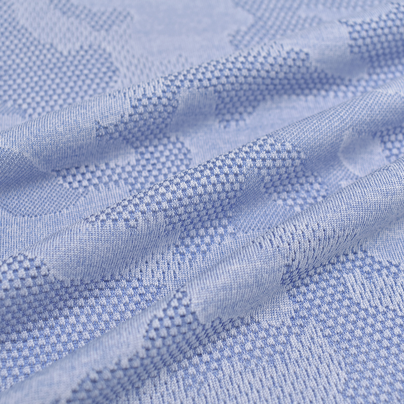 Breathable quick drying Single sided polyester stretch knitted jacquard mesh spandex fabric for T-shirt