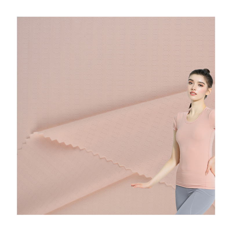 High quality horizontal stripe 90% nylon 10% spandex good stretch single jacquard knitted fabric for sports t-shirt