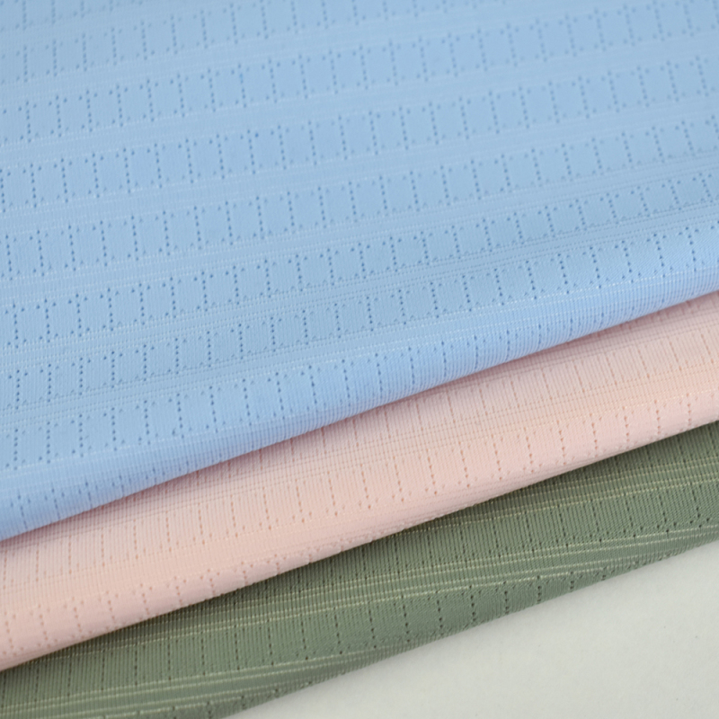 High quality horizontal stripe 90% nylon 10% spandex good stretch single jacquard knitted fabric for sports t-shirt