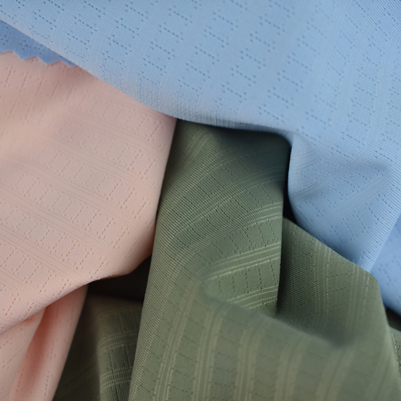 High quality horizontal stripe 90% nylon 10% spandex good stretch single jacquard knitted fabric for sports t-shirt