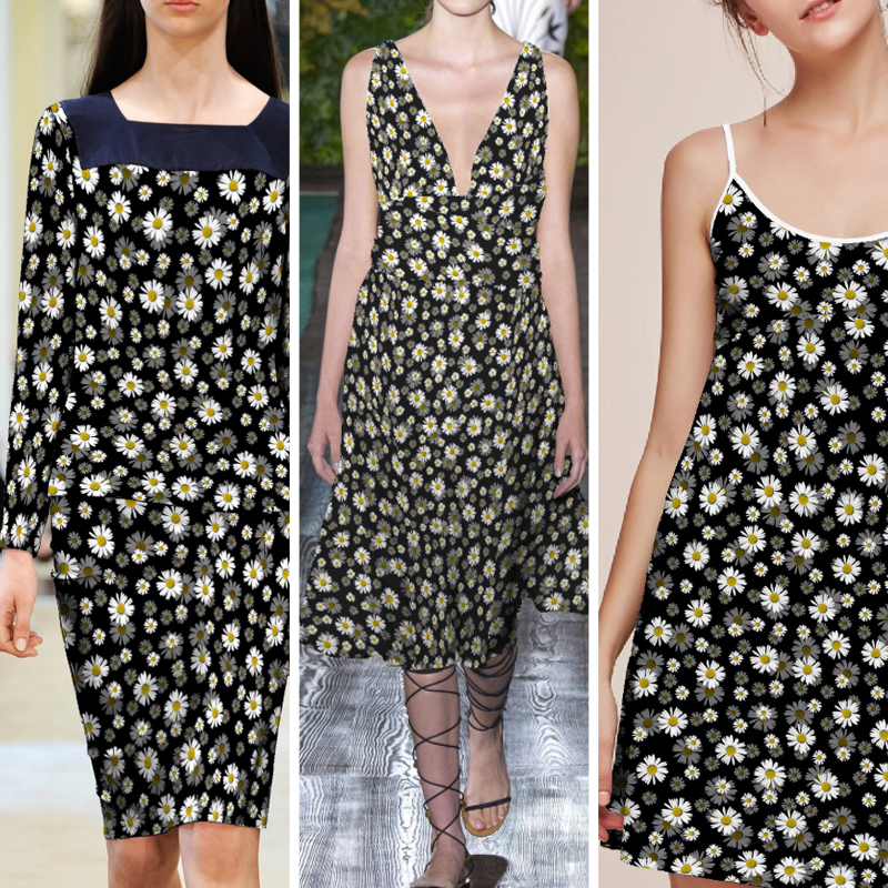 New fashion daisy 200g rayon knitting inkjet 58'' spandex digital printing fabric for garment