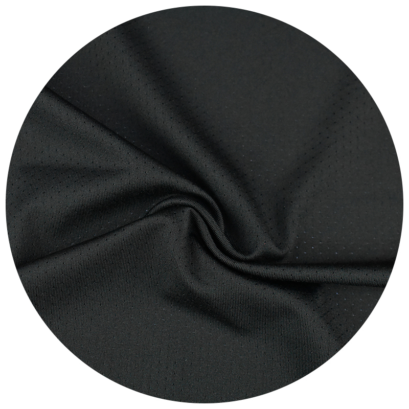 Ready goods high standard yarn dyed black color fastness polyester spandex mesh jacquard fabric for T-shirt sportswear