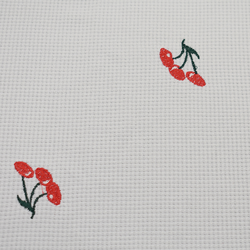 High quality multicolour pink embroidered knit polyester Waffle fabric cotton like for T-shirt