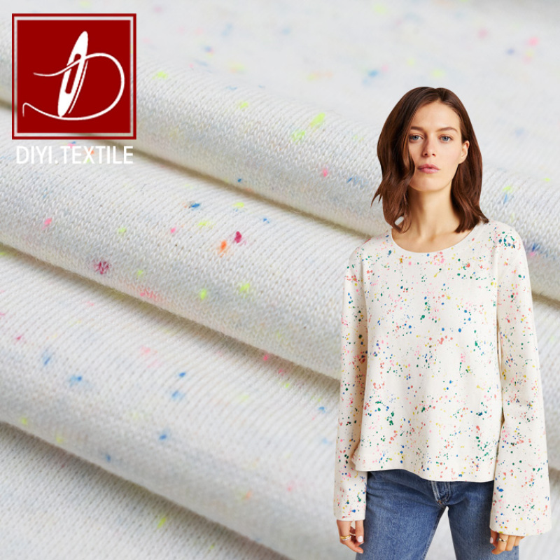 Textile manufacturers TC french terry colored dot cotton polyester knit fabric for sweaters and hoodie