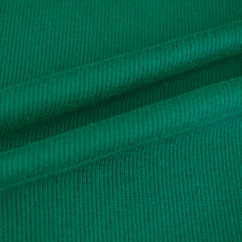 High elasticity 21S 2*2 CVC solid dyed polyester knitted rib fabric cotton spandex for Cuff hem