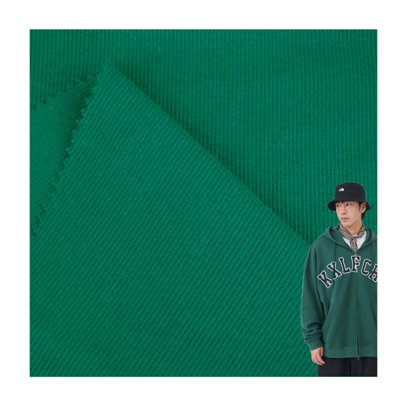 High elasticity 21S 2*2 CVC solid dyed polyester knitted rib fabric cotton spandex for Cuff hem
