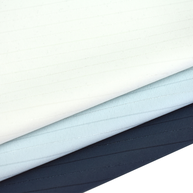 High stretch 85 nylon 15 spandex lycra stripe knitted single jacquard fabric for T-shirt 170gsm