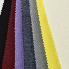 Complete set Stock Solid dyed 32S TC 65% polyester 35% cotton brushed fleece knit fabric for hoodie coat