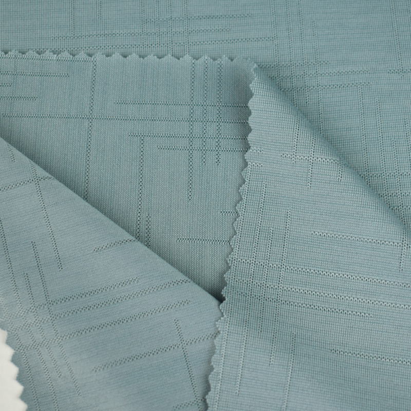 Good quality nylon polyester Cationic stretch single jacquard knitted fabric spandex for T-shirt 170gsm