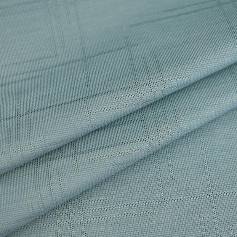 Good quality nylon polyester Cationic stretch single jacquard knitted fabric spandex for T-shirt 170gsm
