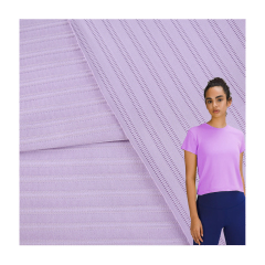 Moisture Wicking horizontal stripe jacquard 80% polyester solid stretch knit fabric 20% spandex for T-shirt