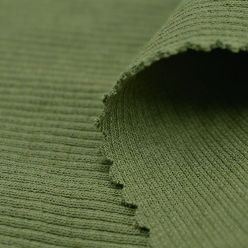 High elasticity cotton polyester 60/40 thick 2X2 CVC rib knit fabric stretch for cuff