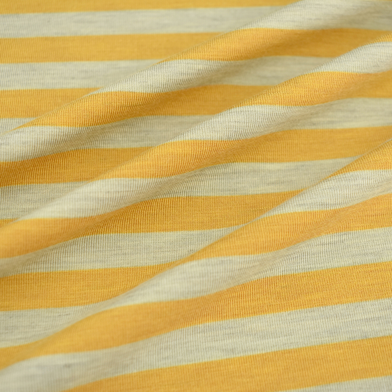 Fashion pattern Recycled 95% polyester 5% spandex stripe yarn dyed jersey fabric for t-shirt 200gsm