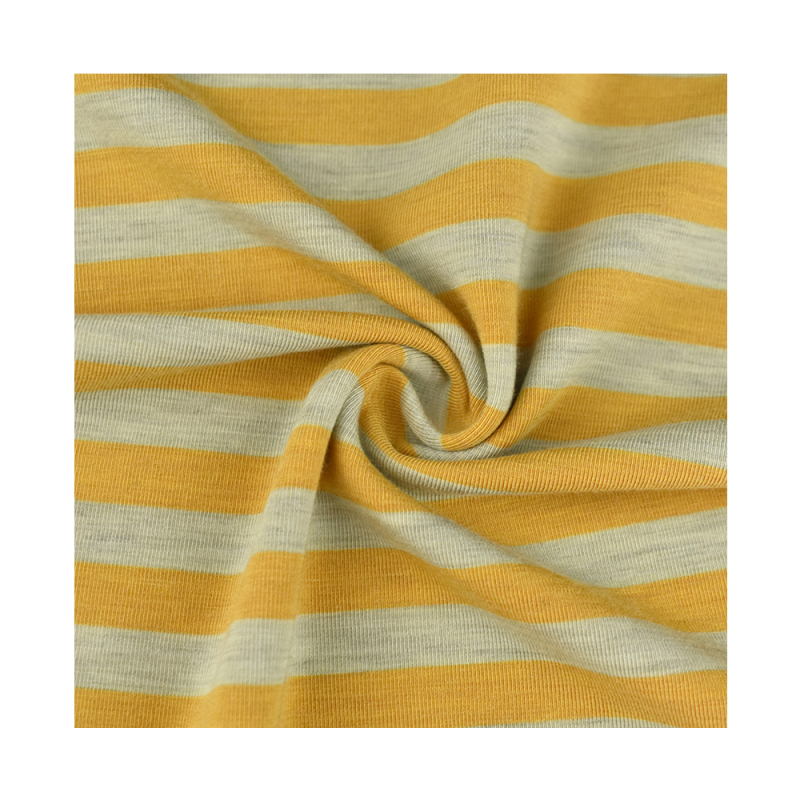 Fashion pattern Recycled 95% polyester 5% spandex stripe yarn dyed jersey fabric for t-shirt 200gsm